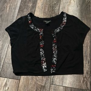 White House Black Market cap sleeve crop open front cardi as L